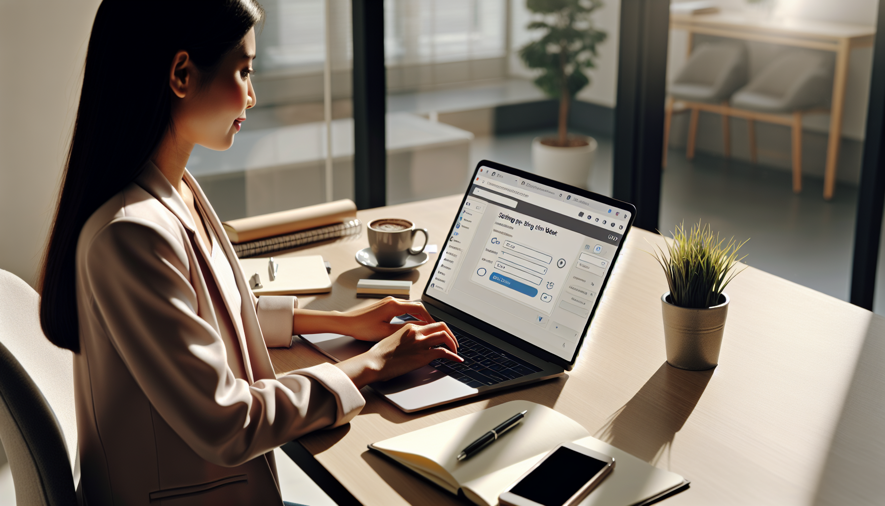 Business professional implementing AI chatbot on website