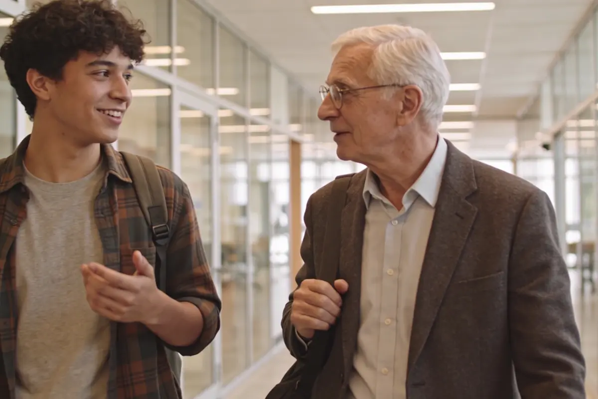 University students in a modern campus common area using laptops and mobile devices for studying